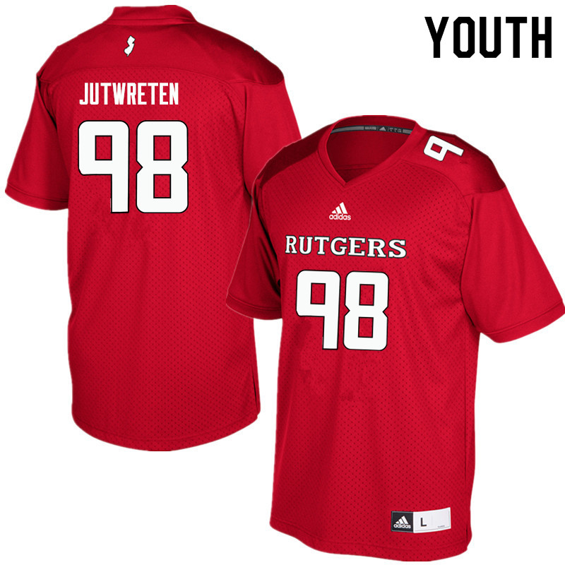 Youth #98 Robin Jutwreten Rutgers Scarlet Knights College Football Jerseys Sale-Red - Click Image to Close
